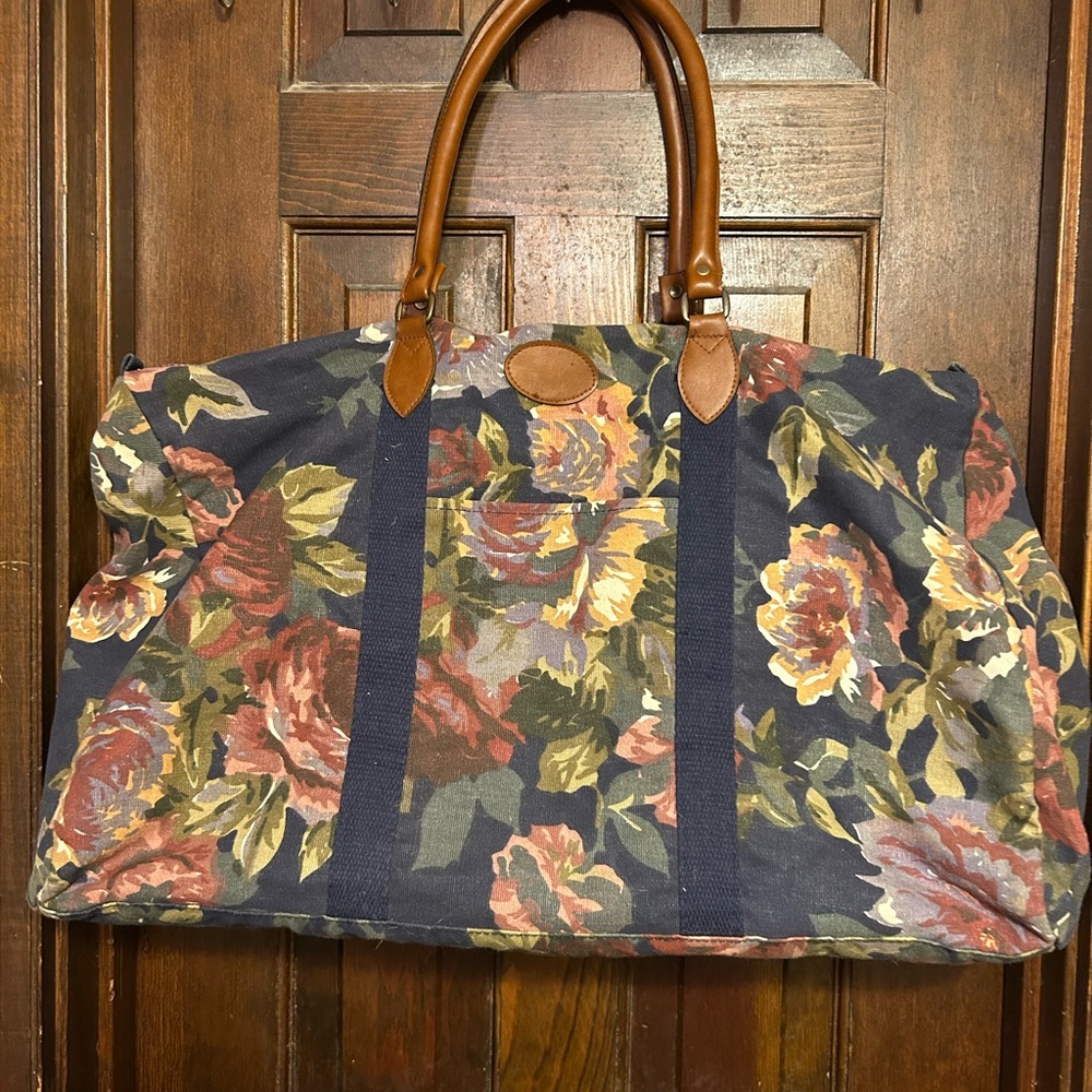 Gitano Brown Travel Bag with Vintage Floral Design